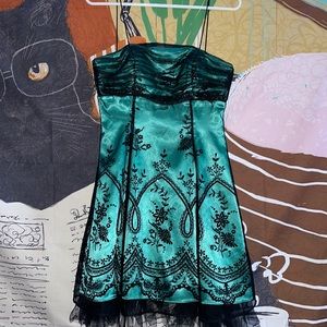 Teal and black homecoming dress